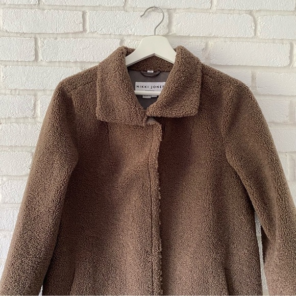 NIKKI JONES Montreal Brown Teddy Sherpa Coat Jacket Women’s Size Small - Picture 4 of 13